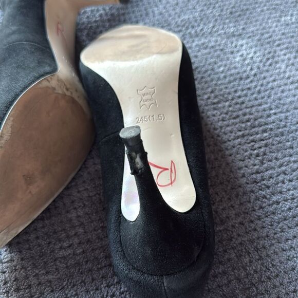 Alomore Black‎ Suede Rhinestone Bow Flats 7.5 Pointed Toe Leather Sole heels - Picture 8 of 11